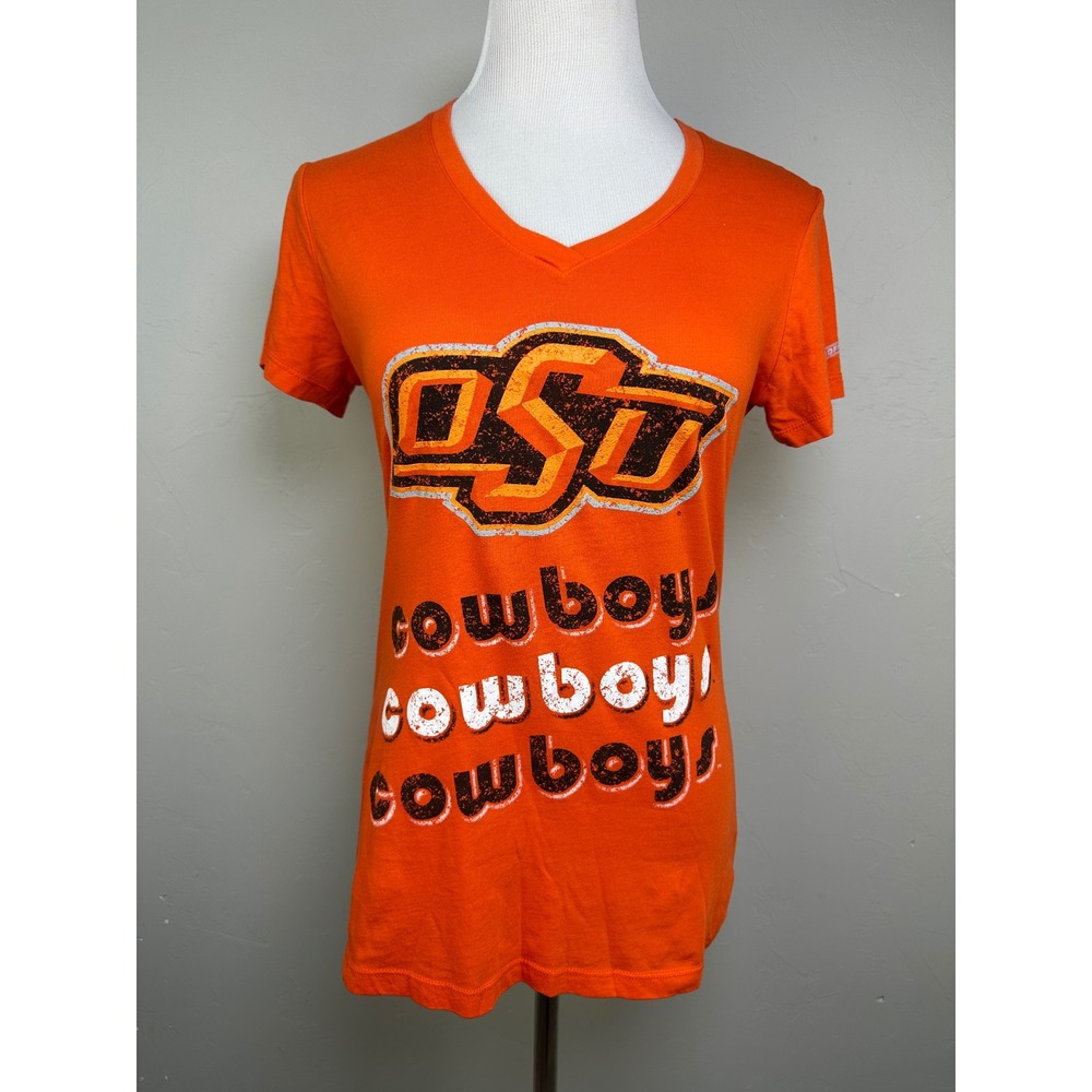 Soffe Oklahoma State University OSU Cowboys V-Neck T-Shirt Orange Womens Large